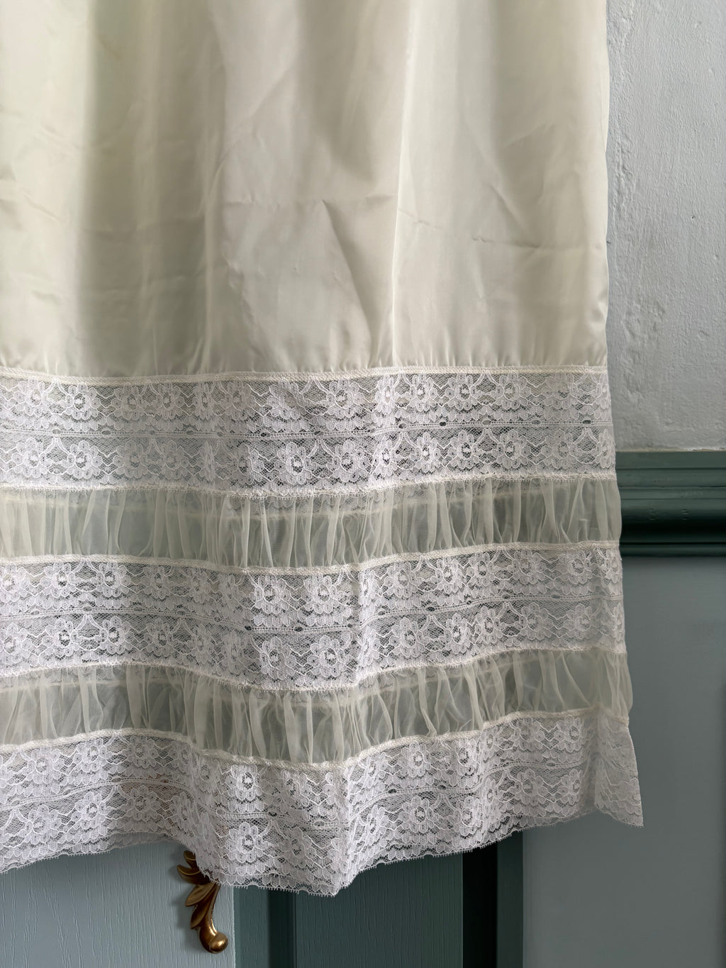 1970 butter  lace satin dress