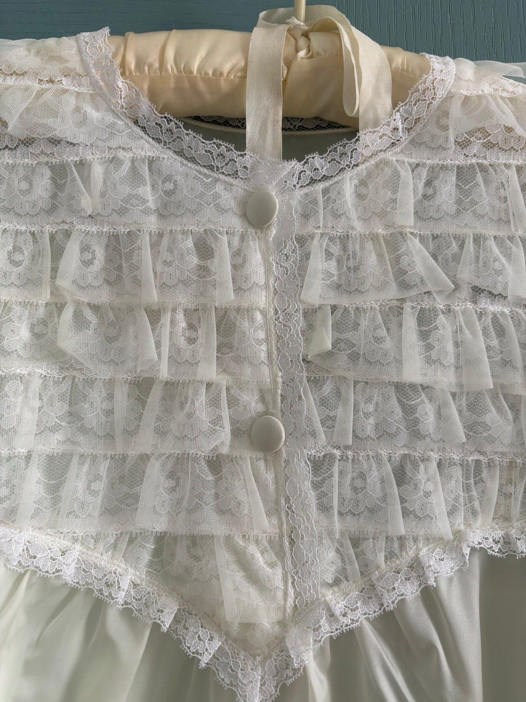1970 butter  lace satin dress