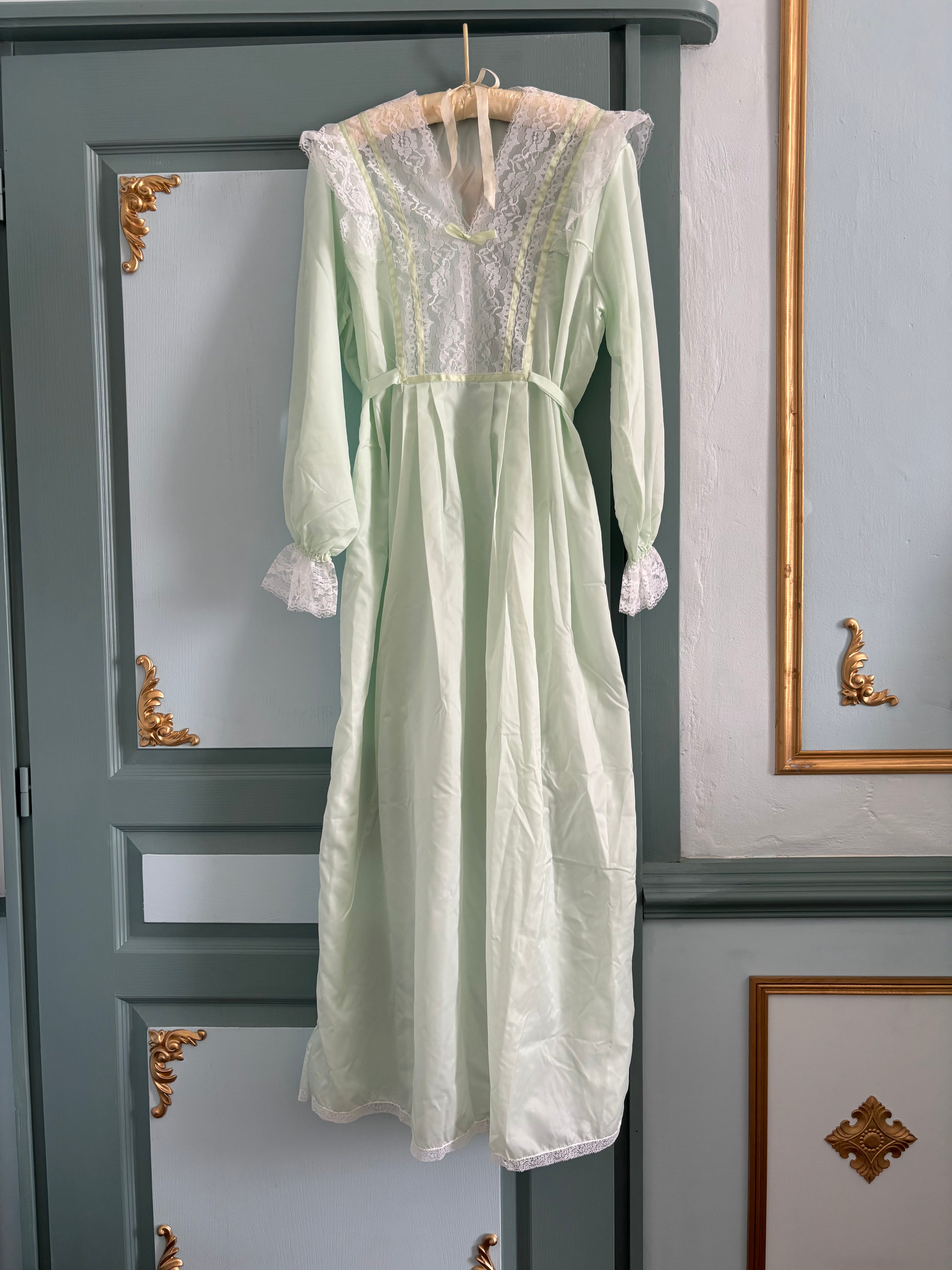 Mint antique lace night gown