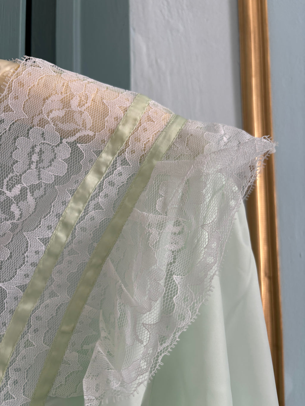 Mint antique lace night gown