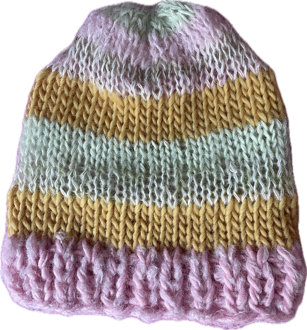 A chunky stripped  bonnet
