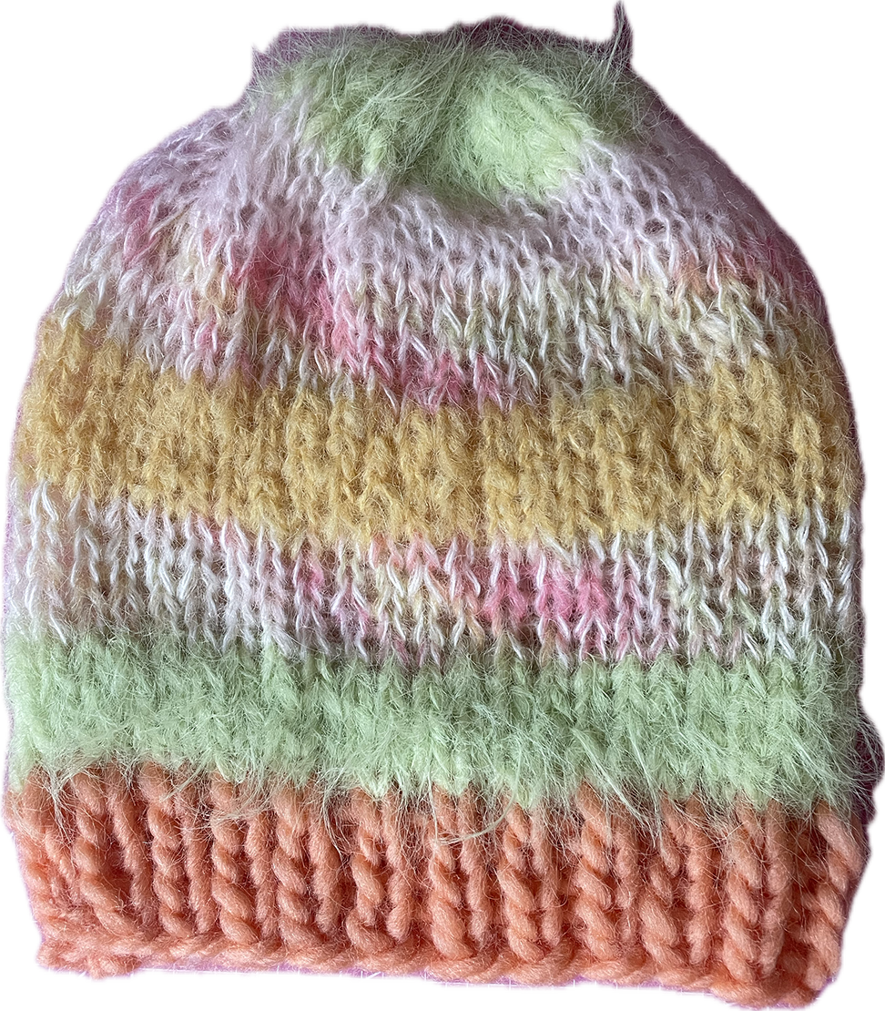 A chunky stripped  bonnet