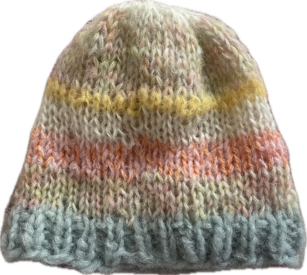 A chunky stripped  bonnet