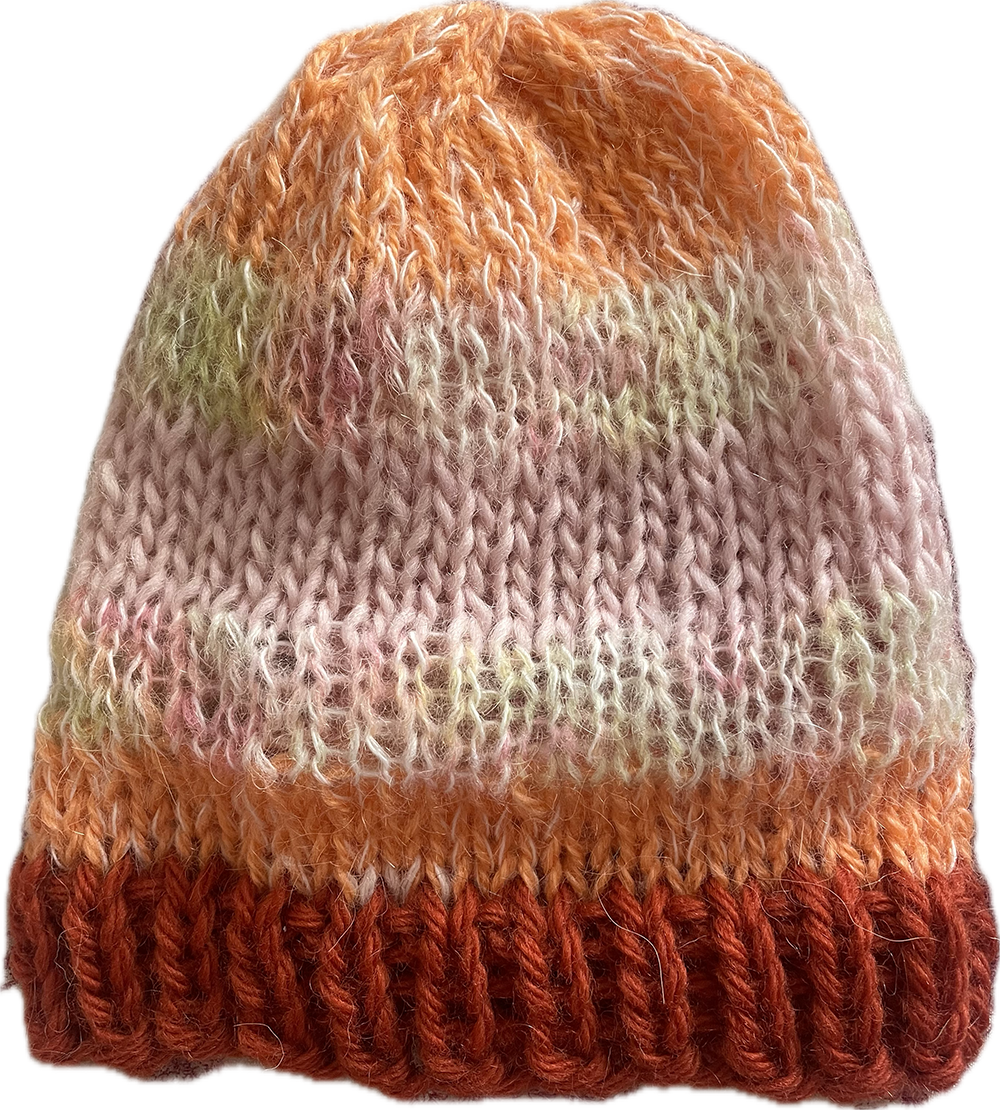 A chunky stripped  bonnet