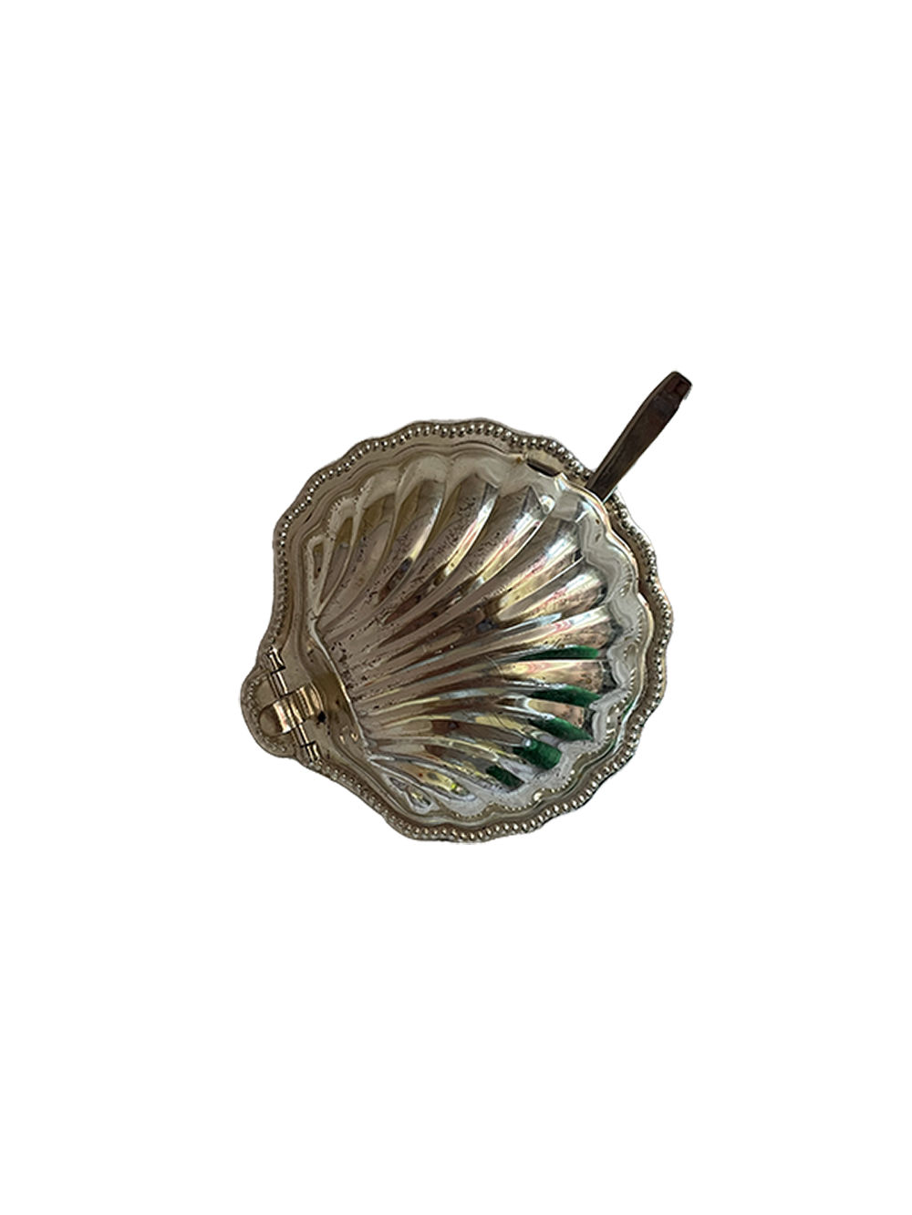Shell sugar bowl holder with spoon